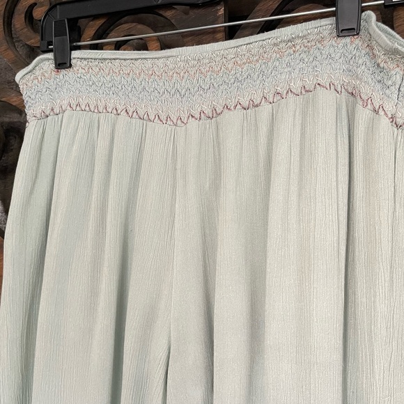 Summer Pants Wide Leg Sage/Mint Green Lightweight Hippie Boho Festival - Picture 8 of 12